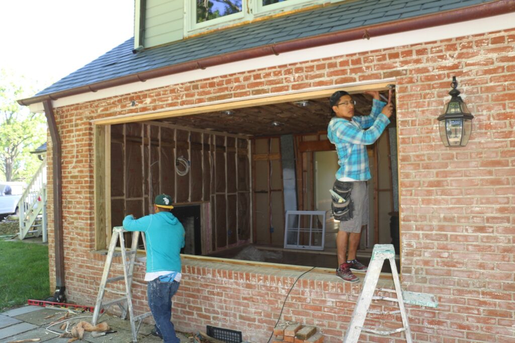 Install window and the brick wall