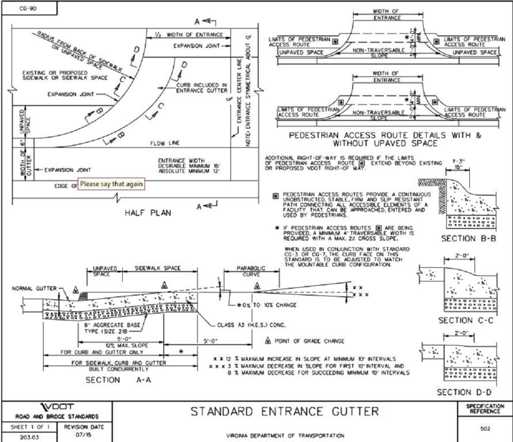 Vdot concrete apron design Cecco construction