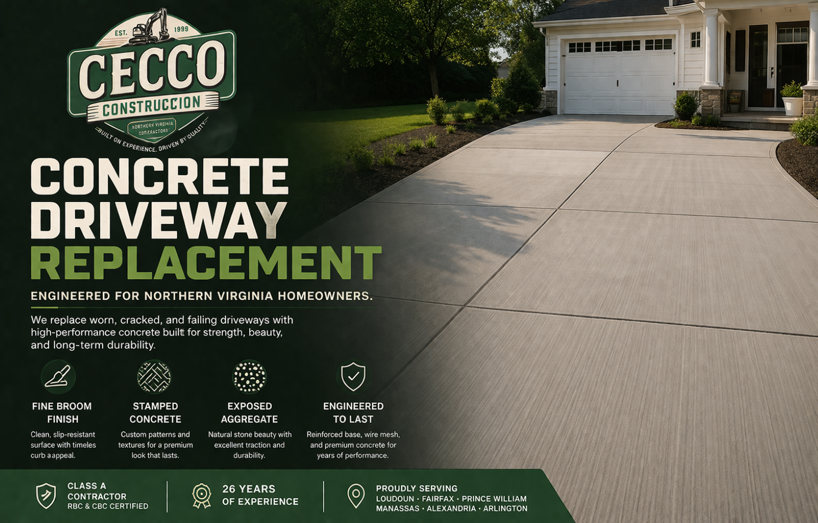 cecco construction concrete driveway replacement northern virginia