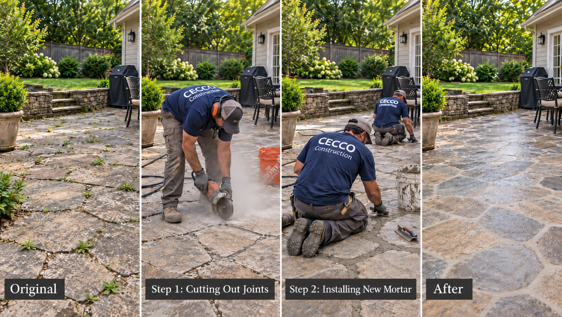 cecco construction flagstone patio repair joint removal new mortar before and-after northern virginia